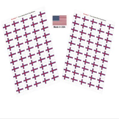 100 Faroe Islands Flag Stickers, Two Sheets of 50, 1.5" x 1" Made in America Self Adhesive Country Flag Scrapbook Stickers, Two Sheets of 50, 100 Sticker Decal Flags