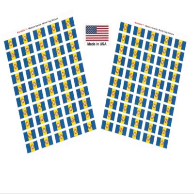 100 Madeira Island Flag Stickers, Two Sheets of 50, 1.5" x 1" Made in America Self Adhesive Country Flag Scrapbook Stickers, Two Sheets of 50, 100 Sticker Decal Flags