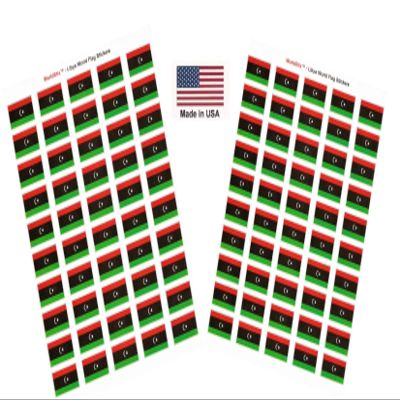 100 Libya Flag Stickers, Two Sheets of 50, 1.5" x 1" Made in America Self Adhesive Country Flag Scrapbook Stickers, Two Sheets of 50, 100 Sticker Decal Flags