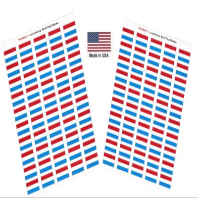 100 Luxembourg Flag Stickers, Two Sheets of 50, 1.5" x 1" Made in America Self Adhesive Country Flag Scrapbook Stickers, Two Sheets of 50, 100 Sticker Decal Flags
