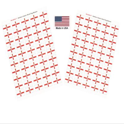100 Norlthern Ireland Flag Stickers, Two Sheets of 50, 1.5" x 1" Made in America Self Adhesive Country Flag Scrapbook Stickers, Two Sheets of 50, 100 Sticker Decal Flags