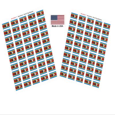 100 Swaziland Flag Stickers, Two Sheets of 50, 1.5" x 1" Made in America Self Adhesive Country Flag Scrapbook Stickers, Two Sheets of 50, 100 Sticker Decal Flags