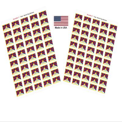 100 Tibet Flag Stickers, Two Sheets of 50, 1.5" x 1" Made in America Self Adhesive Country Flag Scrapbook Stickers, Two Sheets of 50, 100 Sticker Decal Flags