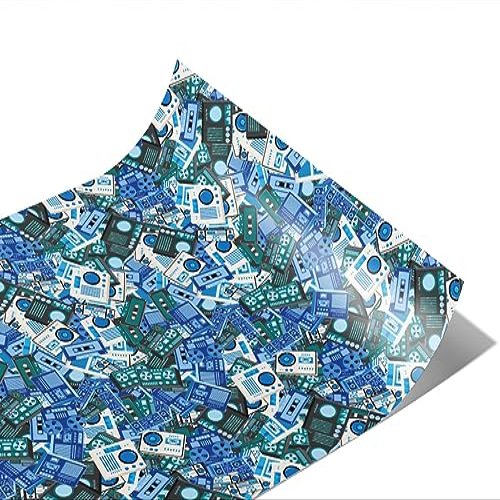 Rwraps Sticker Bomb Play The Blues Matte Vinyl Film Wrap 59in x 28ft Vinyl Vehicle Car Film Sheet Roll