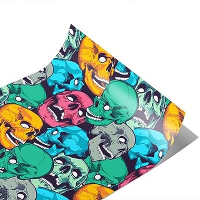 Rwraps Sticker Bomb Face Death Gloss Vinyl Film Wrap 59in x 27ft Vinyl Vehicle Car Film Sheet Roll