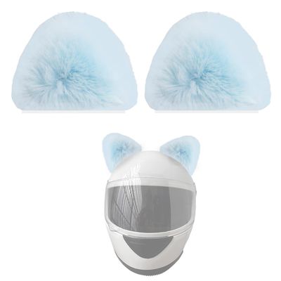 1 Pair Cute Bear Ears for Helmet Plush Helmet Bear Ears Helmet Horns Helmet Accessory for Ski Motorcycle Helmet Sky Blue
