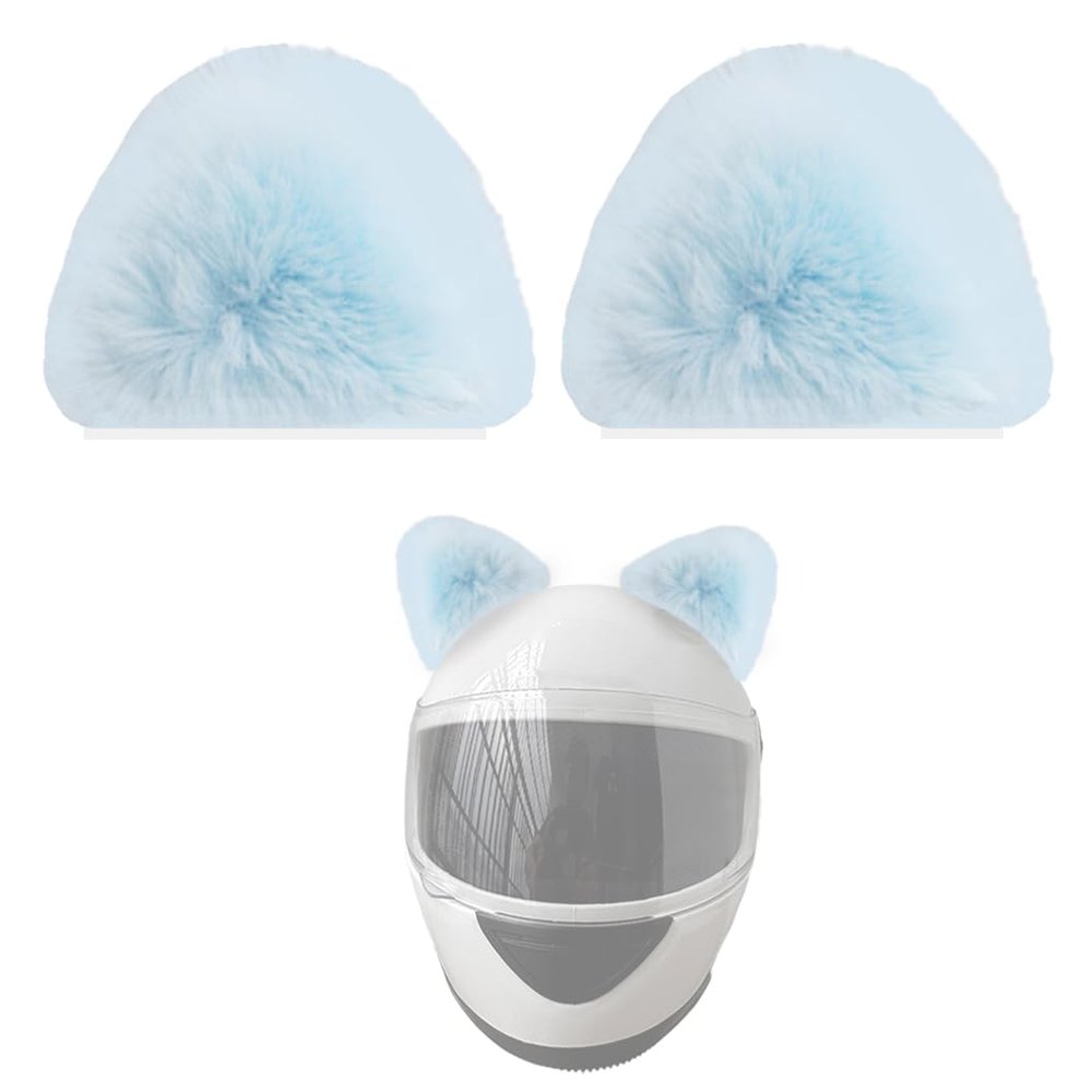 1 Pair Cute Bear Ears for Helmet Plush Helmet Bear Ears Helmet Horns Helmet Accessory for Ski Motorcycle Helmet Sky Blue