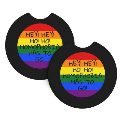 Hey! Hey! HO! HO! Homophobia HAS to GO! 2 Pcs Premium Cup Holder Inserts Elevate in-Car Experience