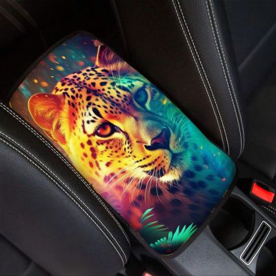 Modysero Cool Print Dustyproof Univerasl Fit and Soft Car Armrest Pad Aesthetics Leopard Armrest Cover Interior Decoration for Cars Truck SUV Sedan