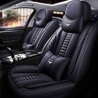 Niscarda for Honda Civic Front Seat Covers 2007, Universal Fit Anti-Slip Seat Protector with 2 * Headrest & 2 * Back Pillow (Black, Front Pair)