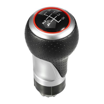 ACROPIX Black Siver Tone Red 5 Speed Gear Lever Shifter Knob Head Handle Fit for Audi A3 8P 2003-2013 - Pack of 1