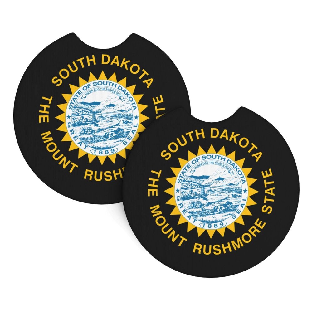 Flag of South Dakota 2 Pcs Premium Cup Holder Inserts Elevate in-Car Experience