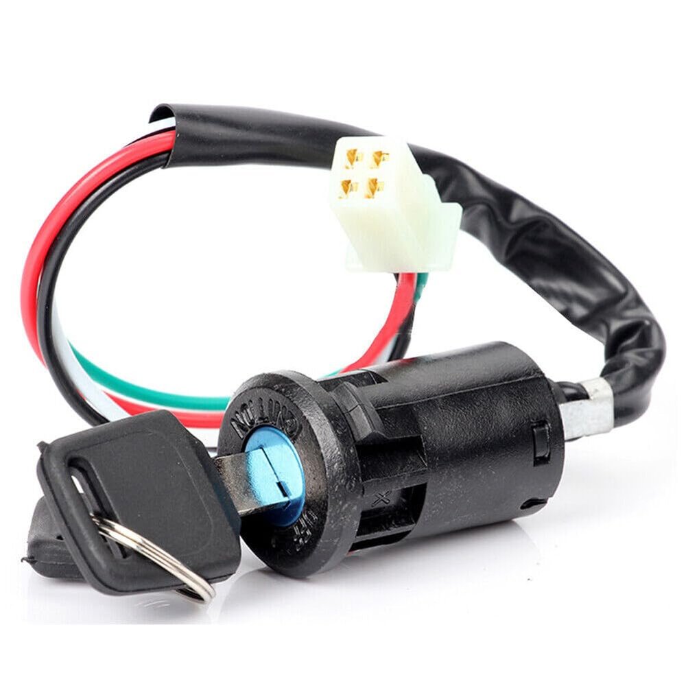 ihreesy 4 Wire Ignition Switch,4 Pin Ignition Key Switch Universal Ignition Switch Lock Set with 2 Keys for ATV Motorcycle