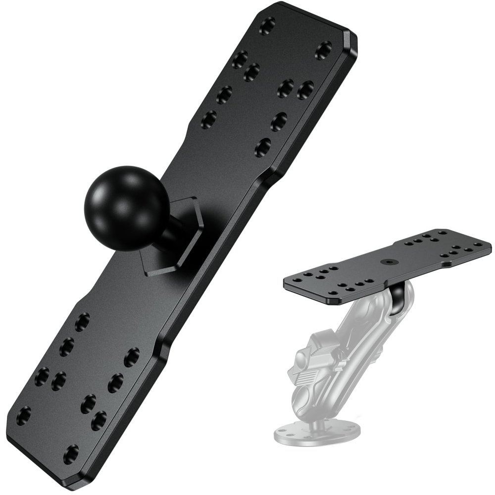 BRCOVAN 1'' Ball Fish Finder Mount, Aluminum Alloy Universal Marine Electronic Plate, Fit for RAM Mounts B Size 1 Inch Ball Double Socket Arm, Fit for Garmin, Lowrance, Humminbird, Raymarine and More