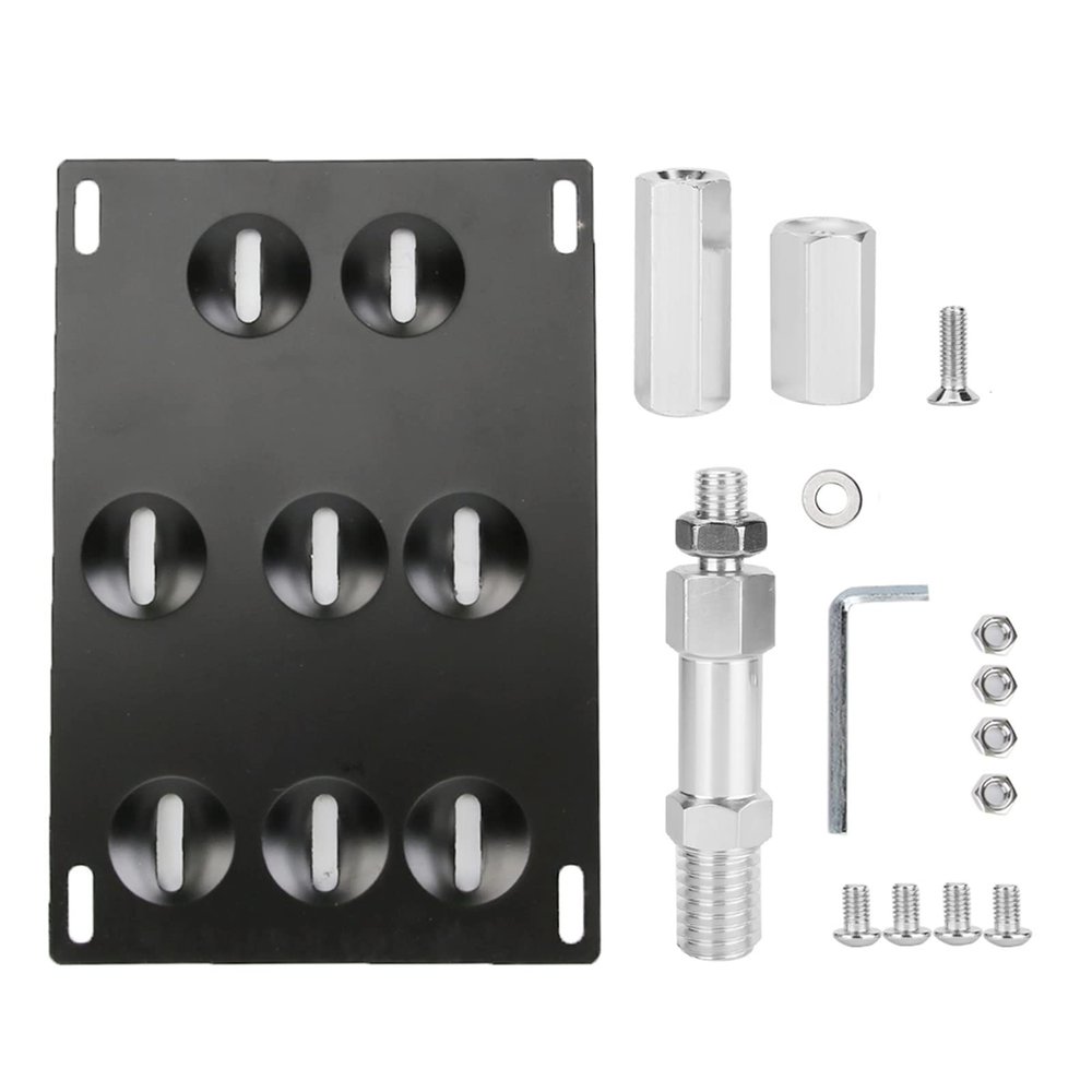 Tow Hook License Plate Mount, Car Front Bumper Tow Hook License Plate Mount Bracket 8 Holes Adjustable Holder