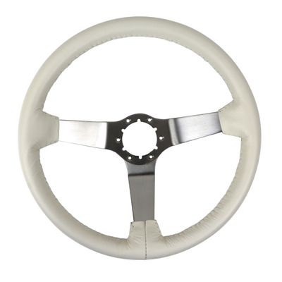 Reproduction Steering Wheel - White Leather W/Satin Spokes For 1977 C3 Corvette