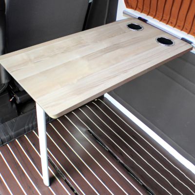 RV Folding Wall Table, RV Aluminum Foldable Picnic Table, Removable RV Tables with Steel Pipe Bracket and Environmentally Friendly Board Desktop, RV Table with Reserve Sink Cup, Ideal for Campervans a