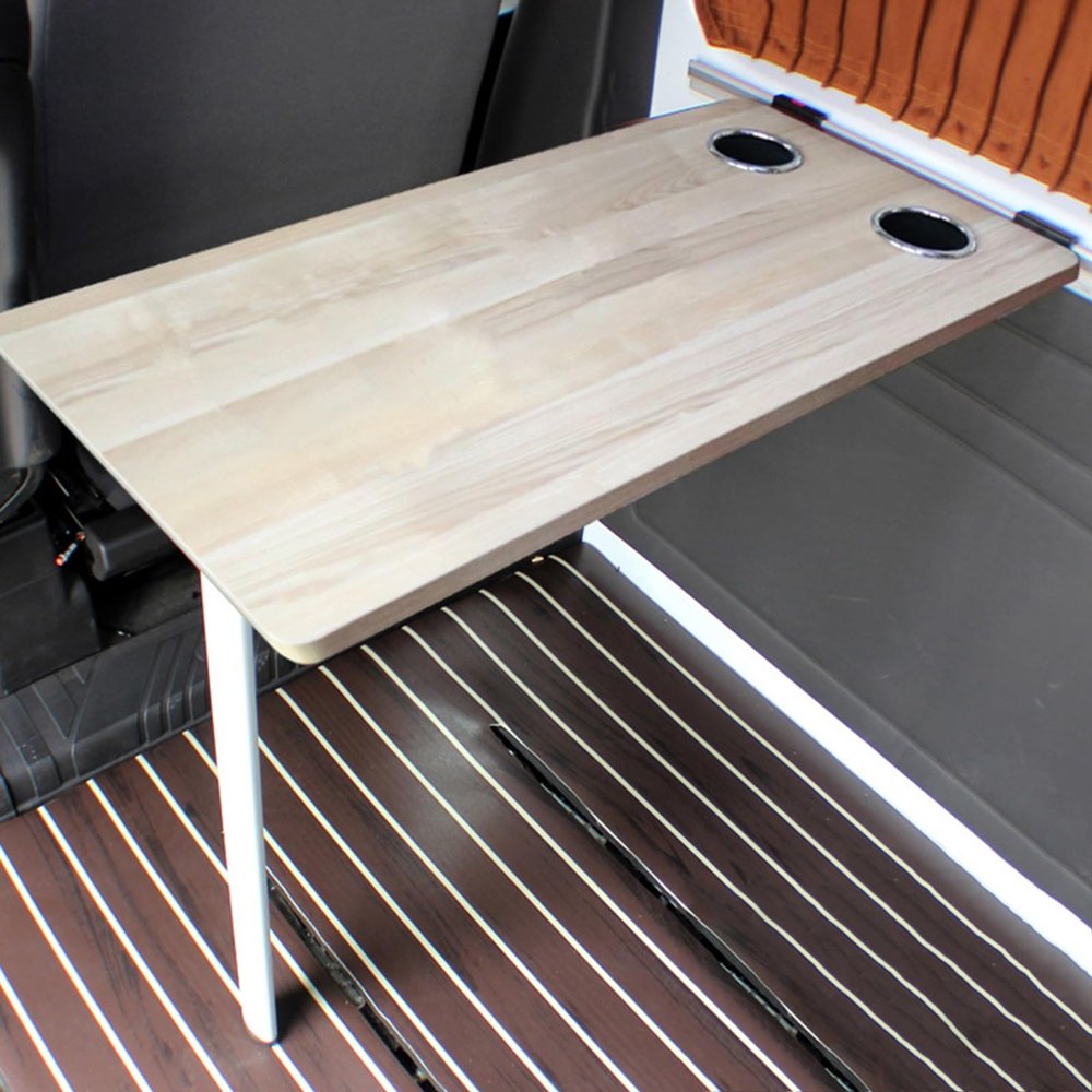 RV Folding Wall Table, RV Aluminum Foldable Picnic Table, Removable RV Tables with Steel Pipe Bracket and Environmentally Friendly Board Desktop, RV Table with Reserve Sink Cup, Ideal for Campervans a