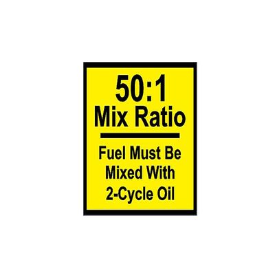 Mix Ratio Chart 50:1 2-Stroke 2-Cycle Oil Fuel Chainsaw GASOLINE STICKER DECAL (Size: 3")