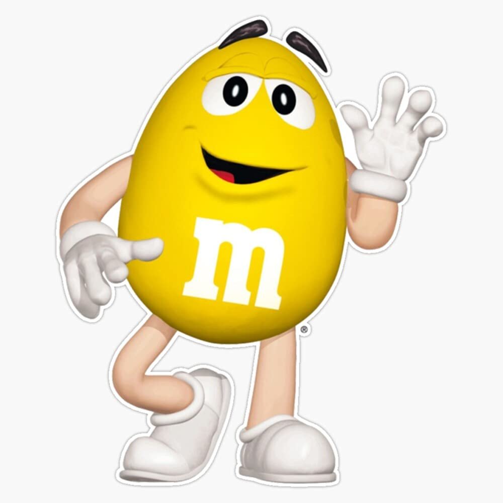 Yellow M&M Sticker Vinyl Waterproof Sticker Decal Car Laptop Wall Window Bumper Sticker 5"