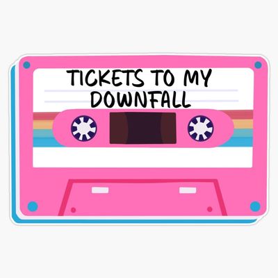 Tickets to My Downfall Rainbow Cassette Tape Music Design Sticker Vinyl Waterproof Sticker Decal Car Laptop Wall Window Bumper Sticker 5"