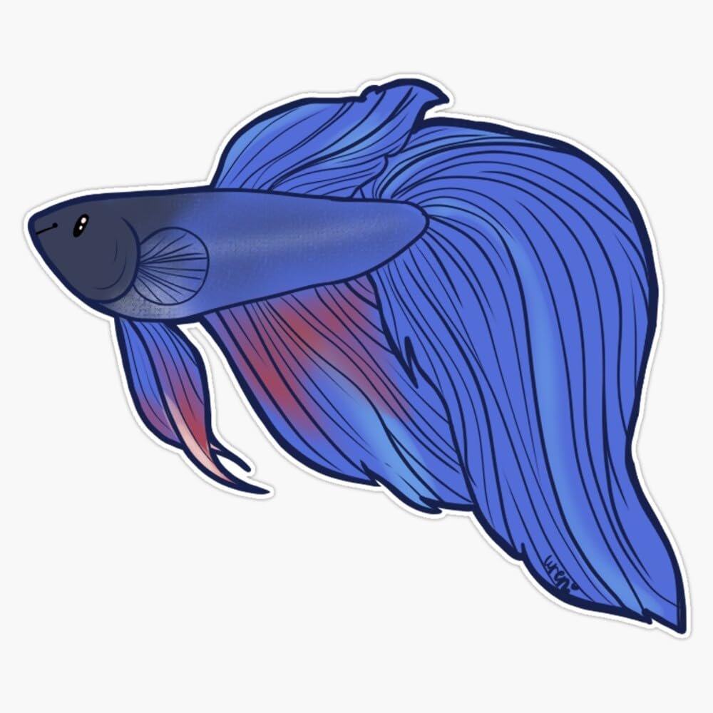 Blue Veiltail Betta Sticker Vinyl Waterproof Sticker Decal Car Laptop Wall Window Bumper Sticker 5"