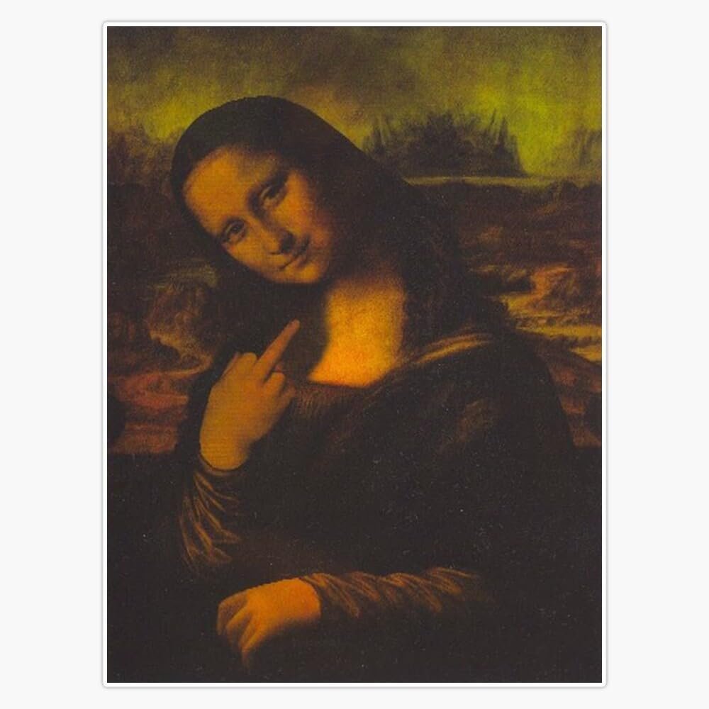 Mona Lisa - Middle Finger Sticker Vinyl Waterproof Sticker Decal Car Laptop Wall Window Bumper Sticker 5"