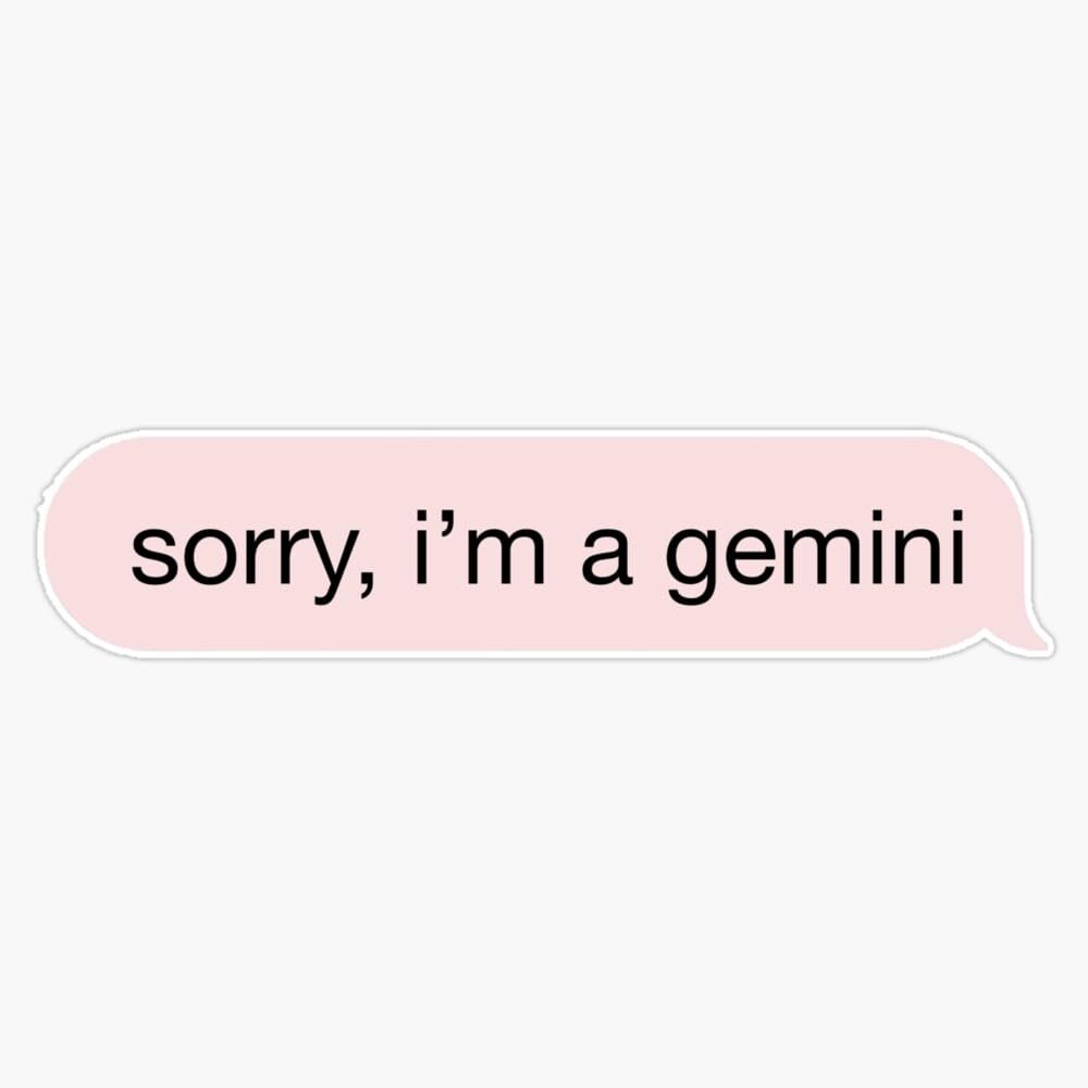 Sorry Im A Gemini Pink Text Sticker Vinyl Waterproof Sticker Decal Car Laptop Wall Window Bumper Sticker 5"