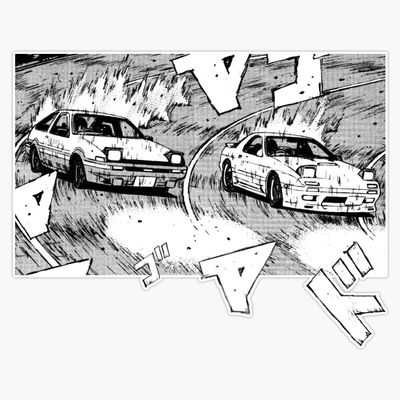 Initial D Fujiwara Takumi and Takahashi Keisuke Manga Sticker Vinyl Waterproof Sticker Decal Car Laptop Wall Window Bumper Sticker 5"