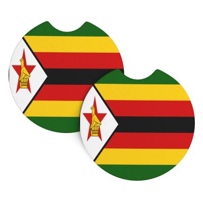 Zimbabwe Flag 2 Pcs Premium Cup Holder Inserts Elevate in-Car Experience