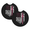 Breast Cancer Awareness American Flag 2 Pcs Premium Cup Holder Inserts Elevate in-Car Experience view 1