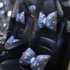 Pirador Car Neck Pillows Bowknot Car Headrest Cushion Crystal Rhinestone Diamond Bling Accessories for Women Driving Comfort Neck Support Pillow White 2Pcs view 1