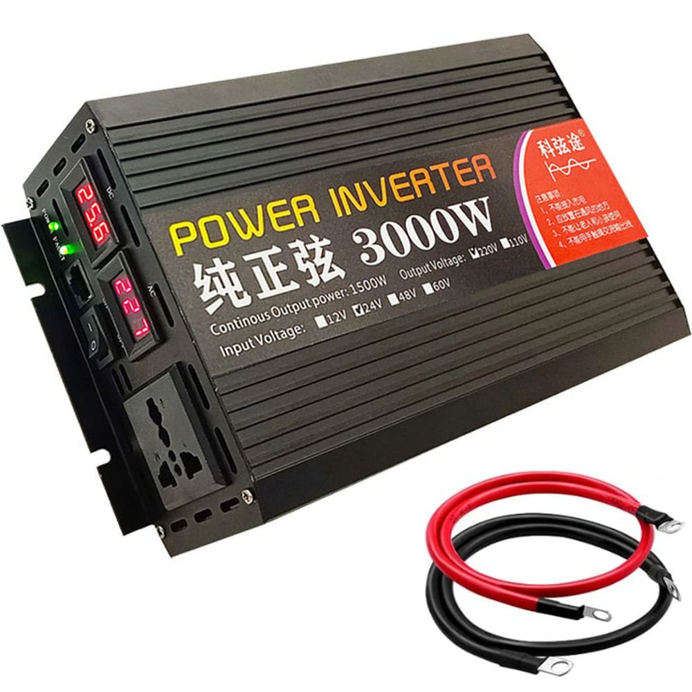 1000W-8000W Pure Sine Wave Inverter DC12/24/48/60V to AC 110/230V/240V Car Power Inverter, Sine Wave Power Inverter,with LED Display & 2 AC Outlets, for Motorhomes,Truck,Camping,Van,3000W-60Vto220V