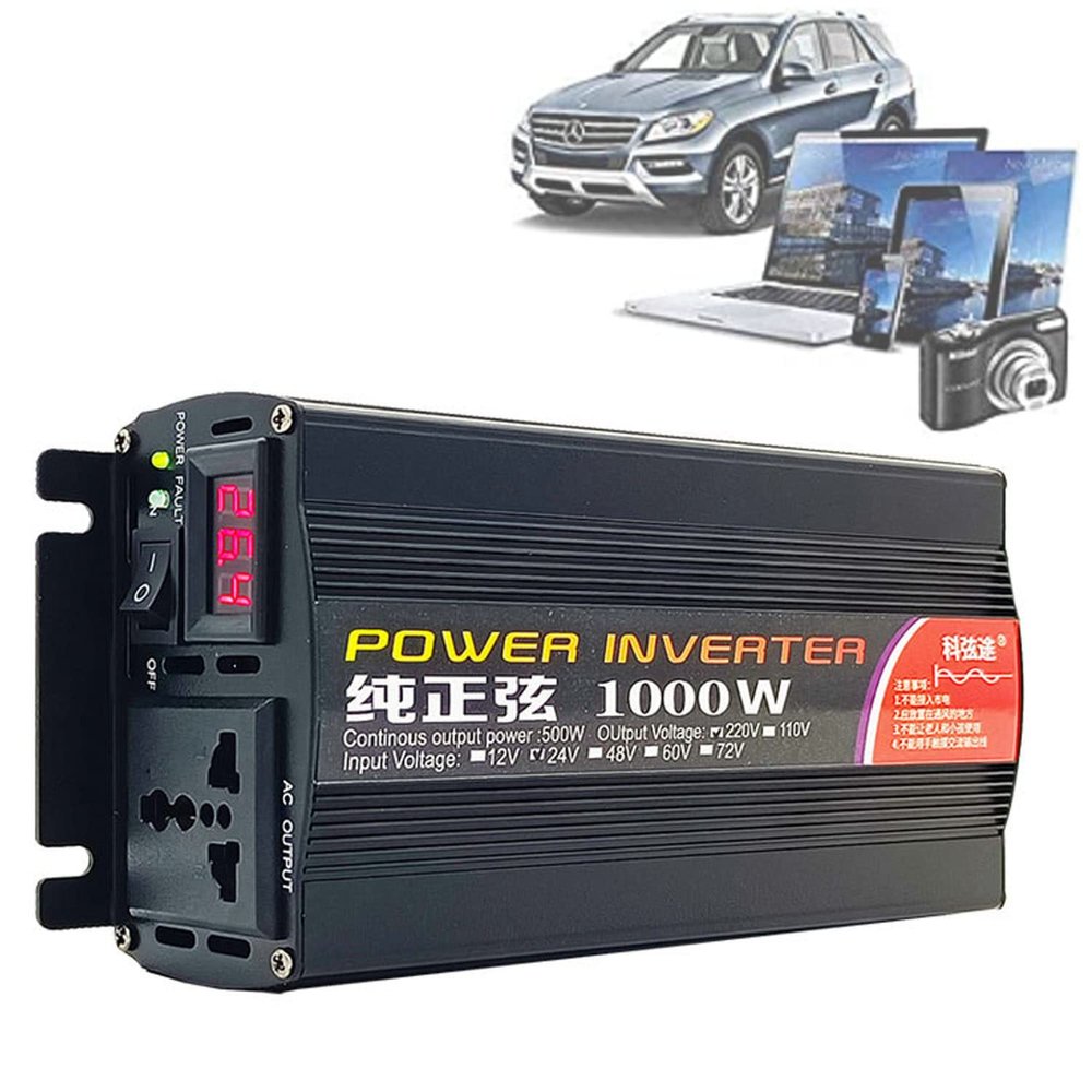 1000W-8000W Pure Sine Wave Inverter DC12/24/48/60V to AC 110/230V/240V Car Power Inverter, Sine Wave Power Inverter,with LED Display & 2 AC Outlets, for Motorhomes,Truck,Camping,Van,1000W-48Vto220V