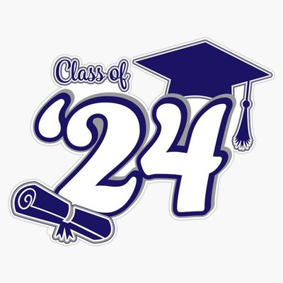 Class of 2024 Graduation Design (Blue and Grey) Bumper Sticker Vinyl Decal 5"