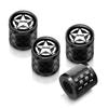 iPick Image for Jeep Willys Star Logo in Black on Real Carbon Fiber Barrel Black Aluminum Tire Valve Stem Caps view 1