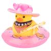 wonuu Car Rubber Duck Party Decoration, Sparkly Glitter Space cowboy hat Duck Car Dashboard Accessories With Mini Swim Ring Scarf and Sunglasses, A_Pink Shiny Glitter vertical horizontal scarf view 1