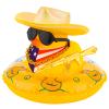 wonuu Car Rubber Duck Party Decoration, Sparkly Glitter Space Cowboy hat Duck Car Dashboard Accessories with Mini Swim Ring Scarf and Sunglasses, H_Yellow Holographic hat Vertical Scarf view 1
