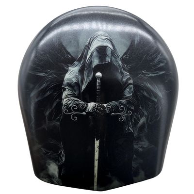 Custom Aluminum Cowbell Horn Cover for Harley Davidson - Dark Angel Reaper (Glossy, 1993-2017 Softail/Dyna Models)
