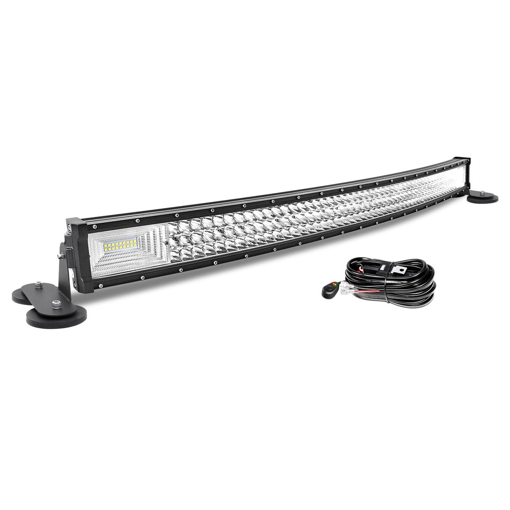 Willpower 42 inch Curved Led Light Bar with Magnetic Bracket Holder,12V Wiring Harness Kit,26000LM Triple Row Flood Spot Beam Driving Work Lamp for Jeep Car Off Road Truck SUV 4x4 Trailer,6000K