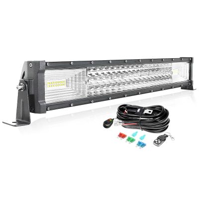 Willpower Straight 22 inch 270W Car Led Light Bar with 12V Strobe Remote Control Wiring Harness Cable Kit 6000K Flood Spot Beam Triple Row Driving Work Lamp for Jeep Off Road Truck SUV 4x4