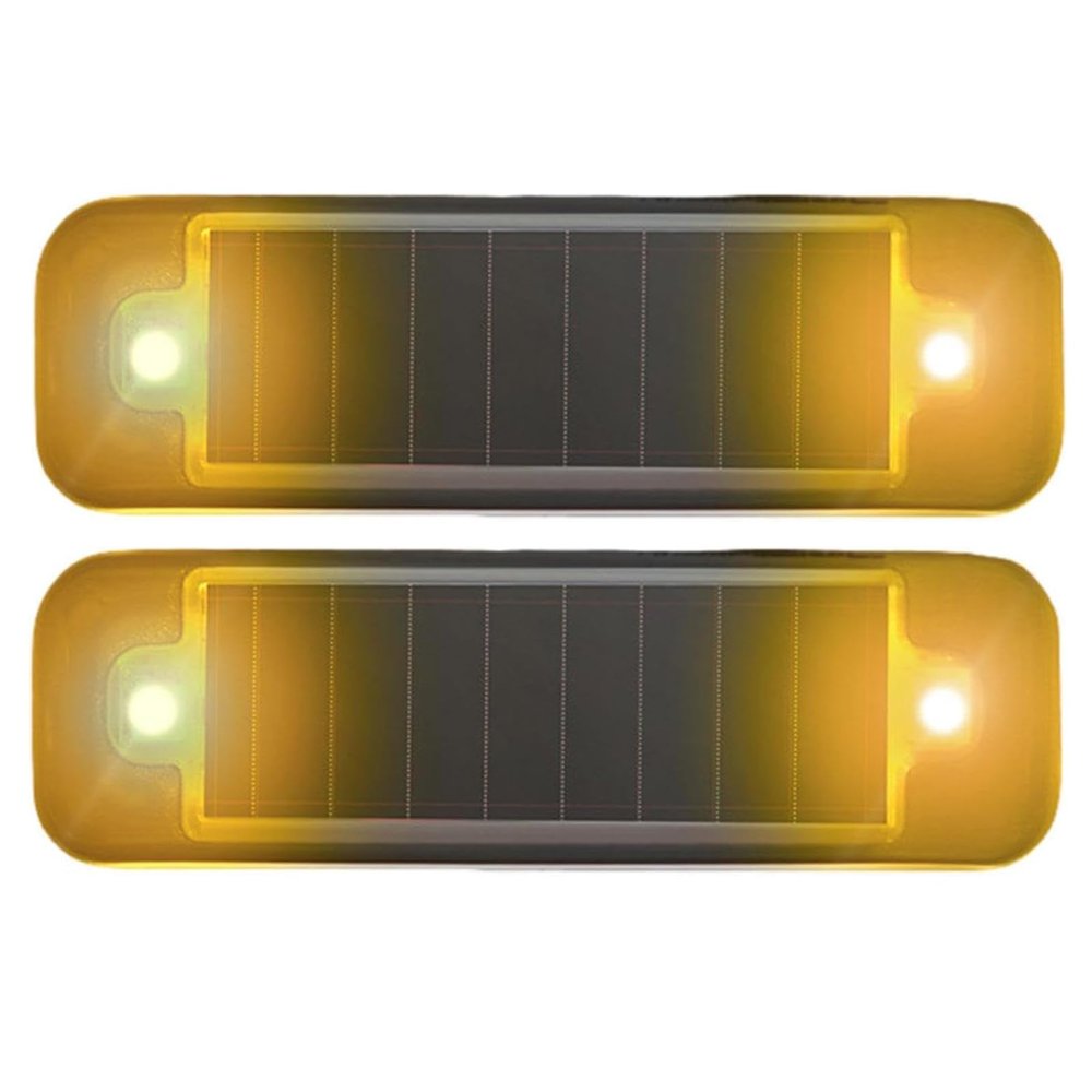 2Pack Solar Warning Lamp,WONFAST Waterproof Mini LED Solar Car Flashing Alarm Safety Lamp Bar Emergency Security Strobe Light for Bike Motorcycles SUV Truck Vehicle Night Driving (Yellow)