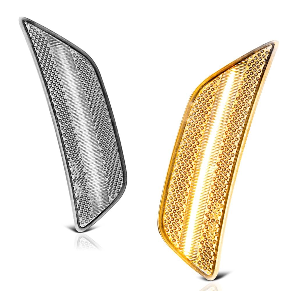 VIPMOTOZ Full LED Front Side Marker Lights Compatible With 2021-2024 Kia K5 Chrome Housing Clear Lens Left & Right Side Pair Set