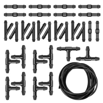 Gseigvee 30 PCS Car Windshield Washer Hose Kit, 13.1Ft/4M Washer Fluid Hose, I-Type Y-Type T-Hose Connector for Connecting Car Water Pumps and Nozzles, Universal Fitting for Most Cars (Black)