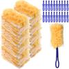 Yaomiao 120 Pcs Duster Refills for Cleaning Includes 100 Disposable Duster Refills Bulk with 20 Replacement Handle for Cleaning Office, Home, Blinds, Ceiling Fans, Furniture(Yellow) view 1