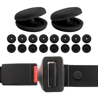 Augeny 10 Sets Seat Belt Button Stop, Plastic Seat Belt Stop Clips, Universal Snap-On System Seatbelt Buckle Stopper Button Kit, Prevent Buckle from Sliding Down, No Welding Required (Black)