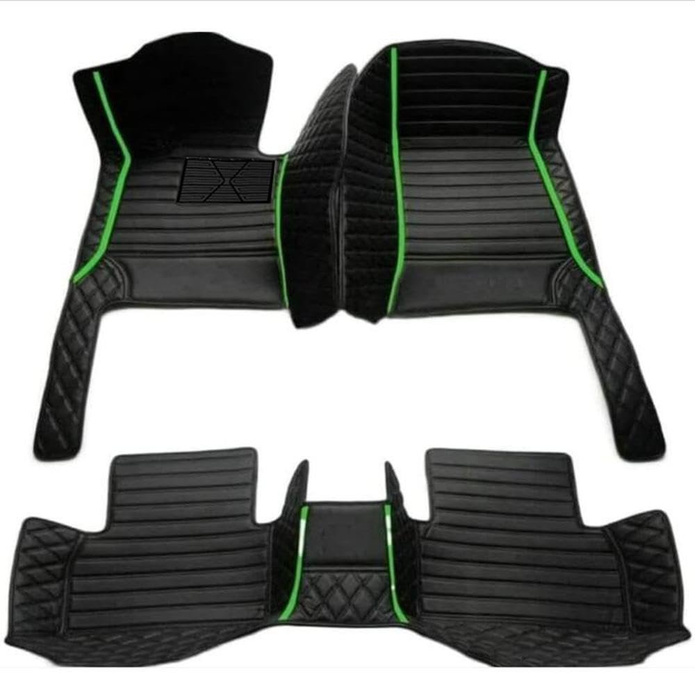 HLMATSM Custom Car Floor Mats Fit for Acura ILX MDX RDX TLX TSX Models from 2001 to 2023, All Weather Protection Waterproof Anti Slip Car Interior Accessories (Black Green Stripe)