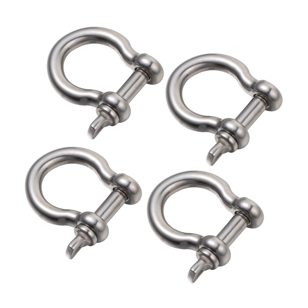 VICASKY 4pcs D-Shaped Steel Shackles Heavy Duty Horseshoe Shackle for Lifting Towing Metal Shackles for Vehicle Recovery Hauling Stainless Steel Construction