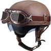 YMKJGZS German Style Retro Half Helmet Motorcycle Leather HelmetDOT/ECE Certified Open-Face Helmet Fit for Cruiser Moped Scooter ATV Adult Men Women Street Jet Helmet with Goggles (10,L) view 1