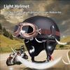 YMKJGZS German Style Retro Half Helmet Motorcycle Leather HelmetDOT/ECE Certified Open-Face Helmet Fit for Cruiser Moped Scooter ATV Adult Men Women Street Jet Helmet with Goggles (10,L) view 2